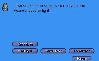 Glam Studio Lighting menu